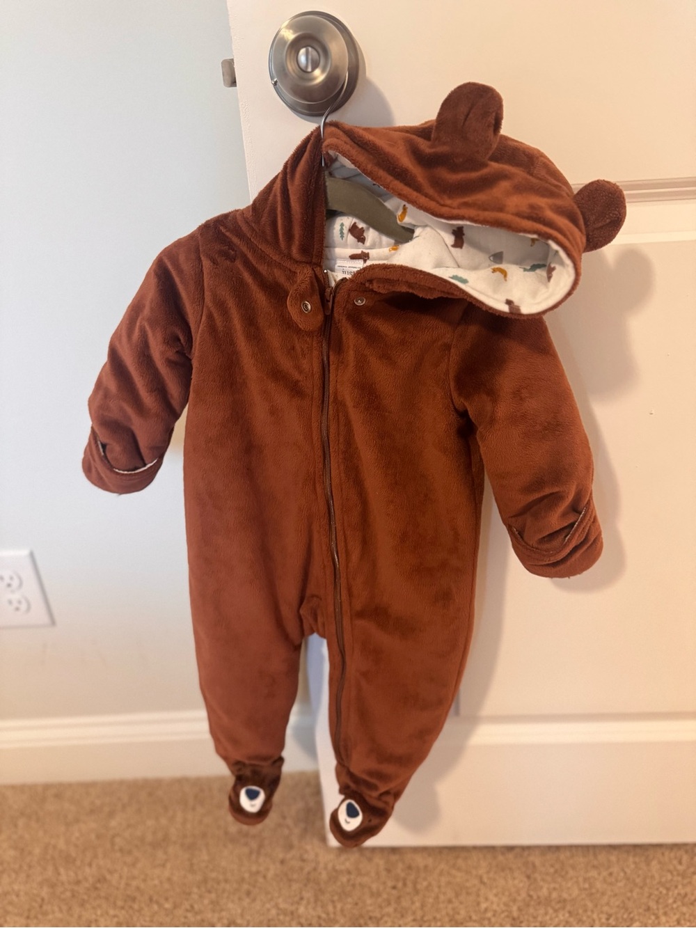 Carter's Brown Bear Hooded Baby One-Piece with Ears